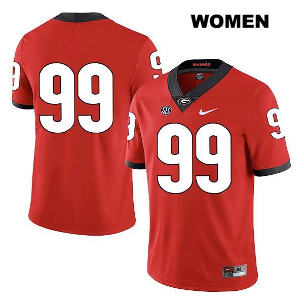 Georgia Bulldogs Women's Jordan Davis #99 NCAA No Name Legend Authentic Red Nike Stitched College Football Jersey LFC1856BH